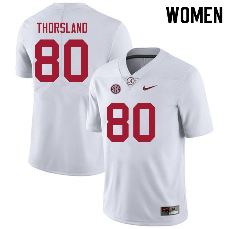 Alabama Crimson Tide Women's Adam Thorsland #80 White NCAA Nike Authentic Stitched 2021 College Football Jersey FH16I23AQ